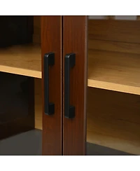 Streamdale Furniture Farmhouse Tv Stand Glass Doors
