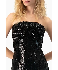Ivonne Women's Strapless Sequin Column Gown