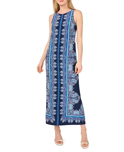 Vince Camuto Women's Printed Sleeveless Crewneck Midi Dress