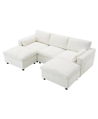 Streamdale Furniture U-Shaped Sectional Sofa with Storage, 2 Ottomans, 5-Seat Cloud Sofa