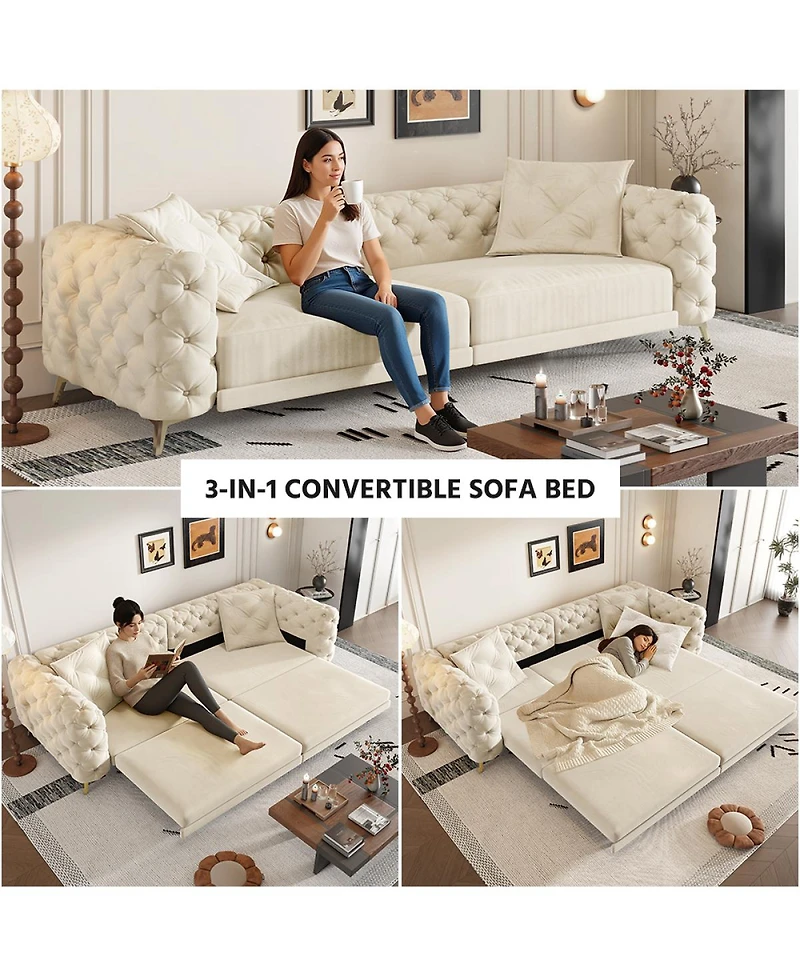 Streamdale Furniture 3-in-1 Convertible Sleeper Sofa, 28.4" Deep Seat Pull Out Sofa Bed