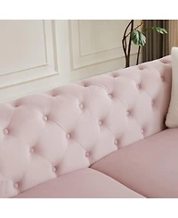 Streamdale Furniture Modern Luxury Velvet Sofa with Chesterfield Quilted Accents & Pillows