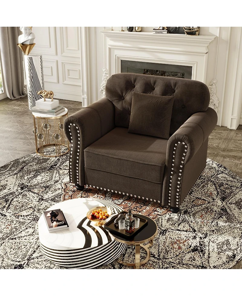 Streamdale Furniture Velvet Chesterfield Sofa Nailhead Trim and Rolled Arms
