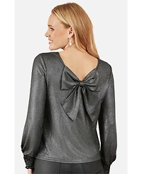 Yumi Women's Metallic Bow Back Top