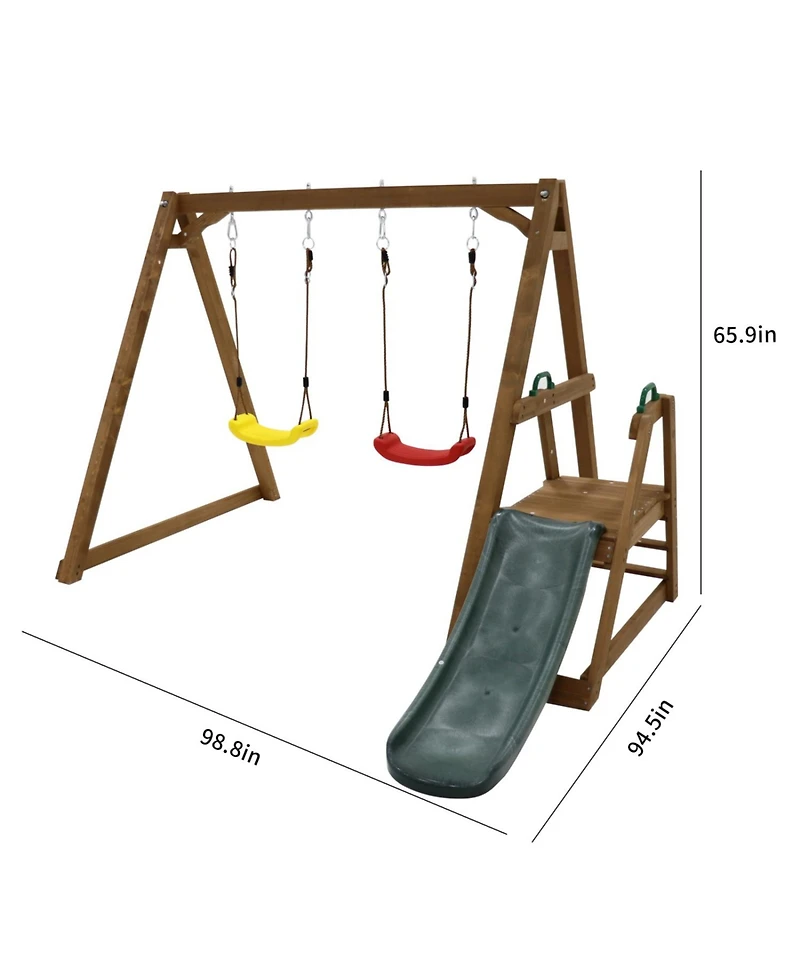 Streamdale Furniture Boys Backyard Swing Set with Slide and Ladder