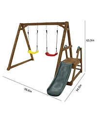Streamdale Furniture Boys Backyard Swing Set with Slide and Ladder