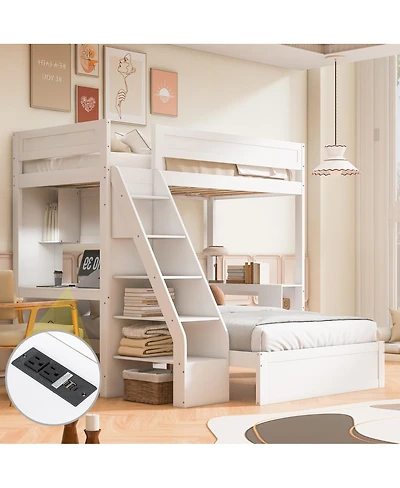 Streamdale Furniture Twin Xl Over with Desk and Usb