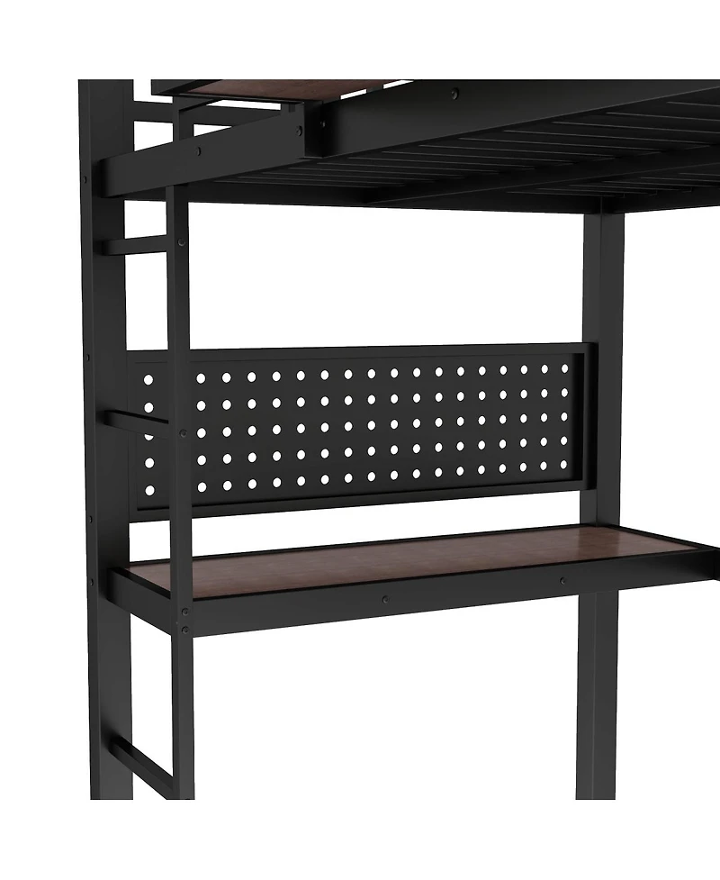 Streamdale Furniture Loft Bed with Desk, Storage, Clock and Charging Port