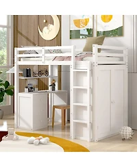 Streamdale Furniture Twin size Loft Bed with Drawers, Desk, and Wardrobe