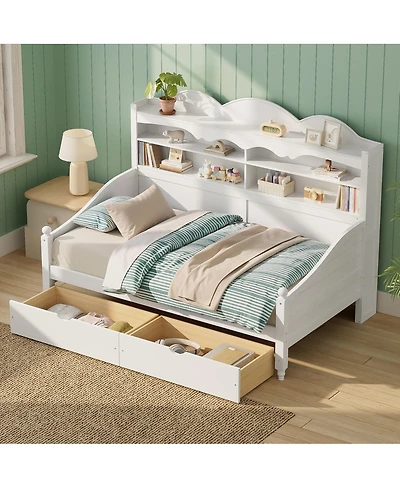 Streamdale Furniture Wooden Twin Daybed with Storage Drawers and Headboard