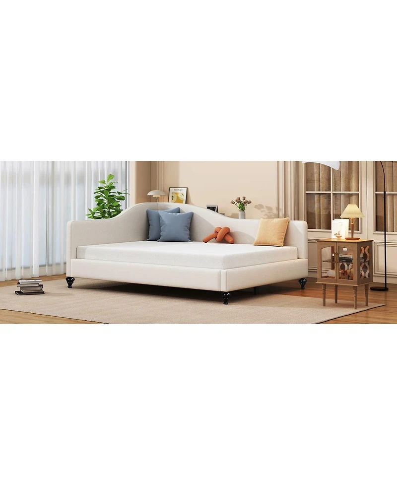 Streamdale Furniture Linen L-Shaped Daybed with Wood Legs