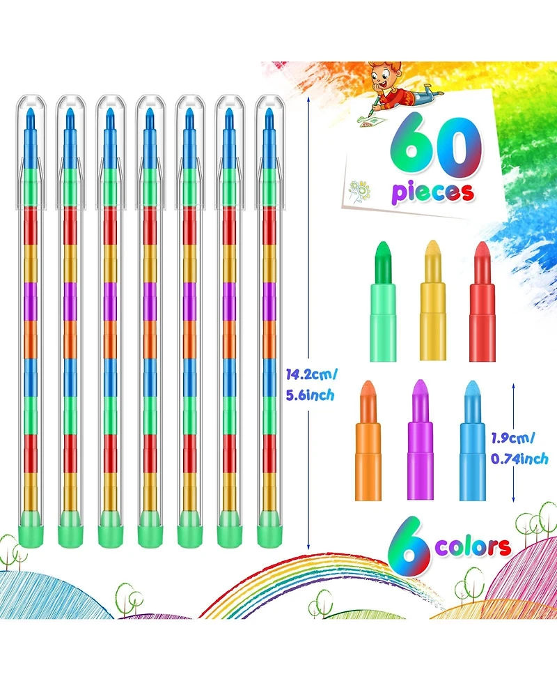 Gnuadz Stackable Crayons Rainbow Pencils Party Favors Pack of 60