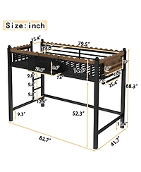 Streamdale Furniture Metal Loft Bed with Shelves and Ladder