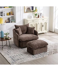 Streamdale Furniture Oversized Swivel Accent Chair with Ottoman and 3 Pillows.