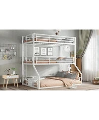 Streamdale Furniture Metal Triple Bunk Bed with Guardrails