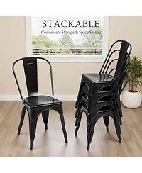 Yiortwo Metal Dining Chairs Set of 4, Stackable Industrial Kitchen