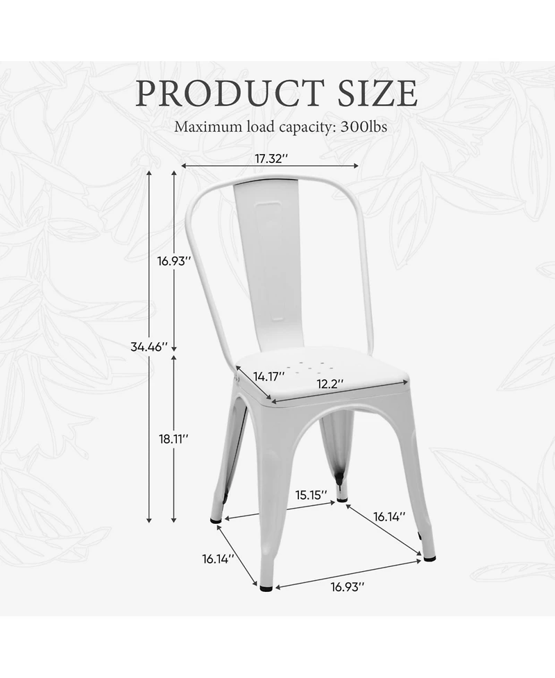 Yiortwo Metal Dining Chairs Set of 4, Stackable Industrial Kitchen Chairs