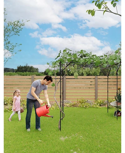 homfan Elegant Metal Garden Arch Trellis for Climbing Plants, Outdoor Wedding Arbor and Floral Backdrop with Weather-Resistant Frame