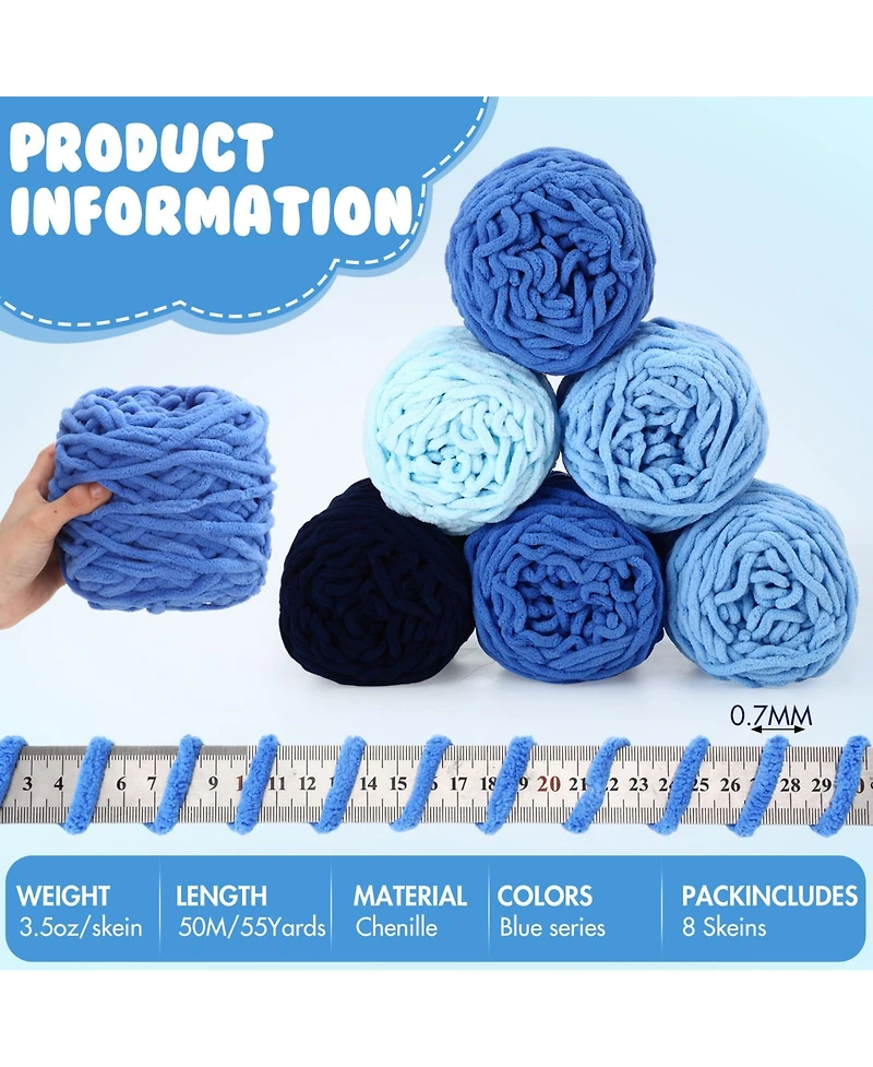 Gnuadz Chunky Chenille Yarn Crocheting Knitting Blanket Crafts