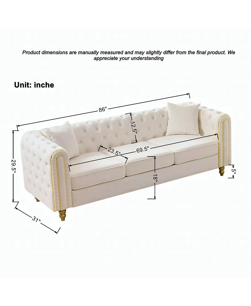 Streamdale Furniture 3+2 Velvet Sofa with Gold Legs