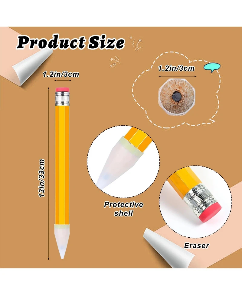 Gnuadz Wooden Pencil Prop Large Funny Cap Novelty 10 pieces