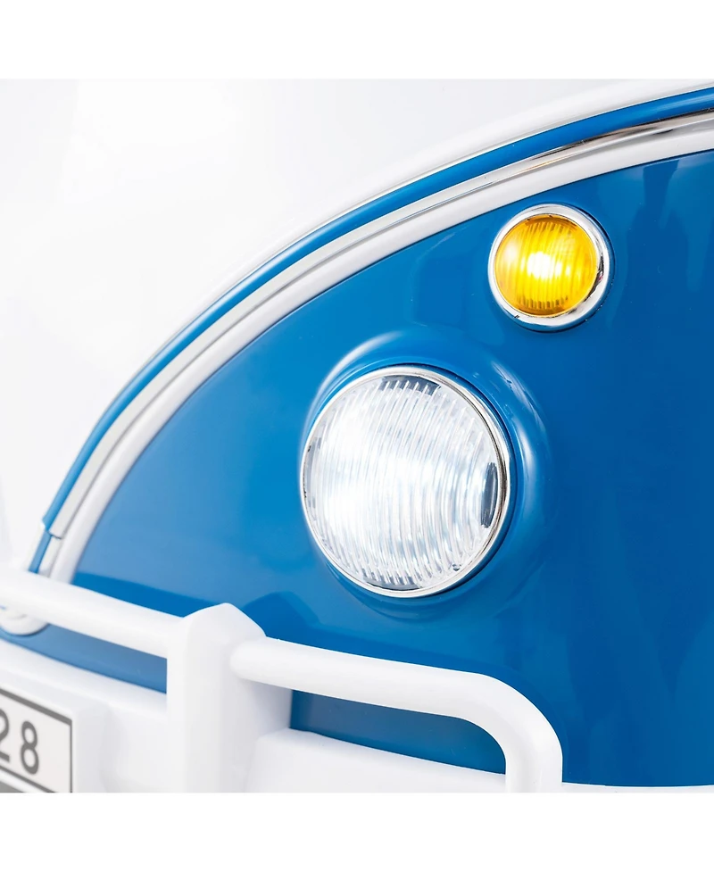 Slickblue 12V Ride On Bus for Kids with Led Lights, Cup Holder and Electric Drive