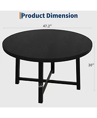 homfan Round Dining Table for 4 to 6 with Metal Frame, Space-Saving Kitchen and Room