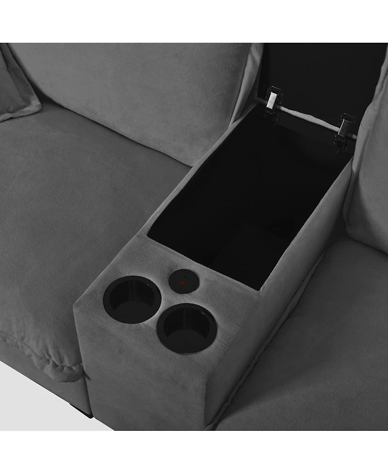 Streamdale Furniture Modular L-Shape Cloud Couch with Storage and Cup Holders