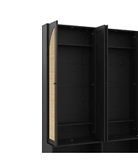 Streamdale Furniture Farmhouse Hall Tree with Rattan Doors and 6 Hooks