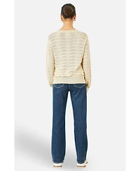 Yumi Women's Wave Metallic Thread Relaxed Jumper