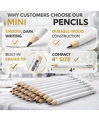 Gnuadz Pencils Mini Wood Eraser Sharpened Round Schools Wedding 100pcs