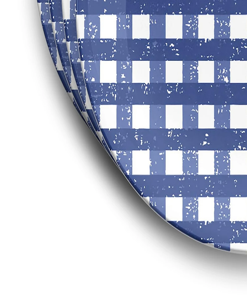 Abode Homewares Homemade Navy Melamine Gingham Dinner Plates, Set of 4