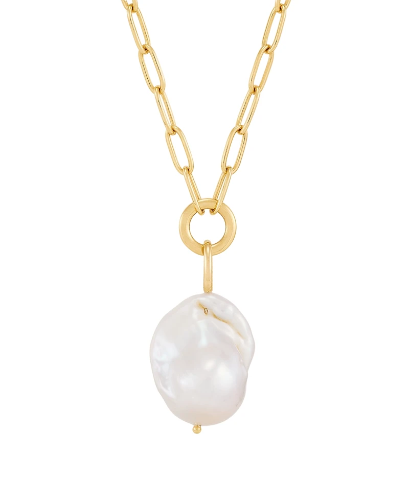 Macy's Baroque Cultured Freshwater Pearl (13-14mm) Pendant Necklace in 14k Yellow Gold-Plated Sterling Silver
