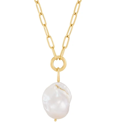 Macy's Baroque Cultured Freshwater Pearl (13-14mm) Pendant Necklace in 14k Yellow Gold-Plated Sterling Silver