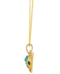 Le Vian Robin's Egg Blue Turquoise (1/4 ct. t.w.) & Diamond Western Bull Pendant Necklace in 14k Honey Gold