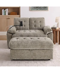 Streamdale Furniture Reclining Sofa with Usb, Ottoman