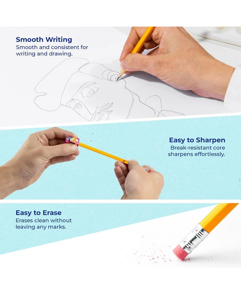 Gnuadz Pencils Bulk Pre Sharpened 2 Set Easy Grip Erasers Hb Classroom School Supplies 365 Pack