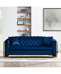 Streamdale Furniture Mid-Century Velvet Couch Set: 3-Seater and Loveseat