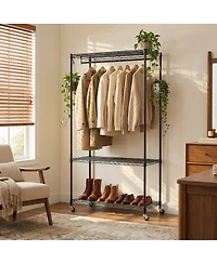 Streamdale Furniture Heavy Duty Rolling Garment Rack and Closet Organizer