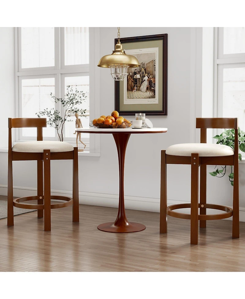 Sugift Counter Height Bar Stools Set of Two with Backrests and Footrests
