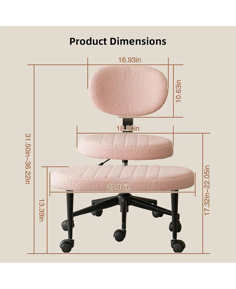 Streamdale Furniture Ergonomic Cross-Legged Swivel Desk Chair with Back Support