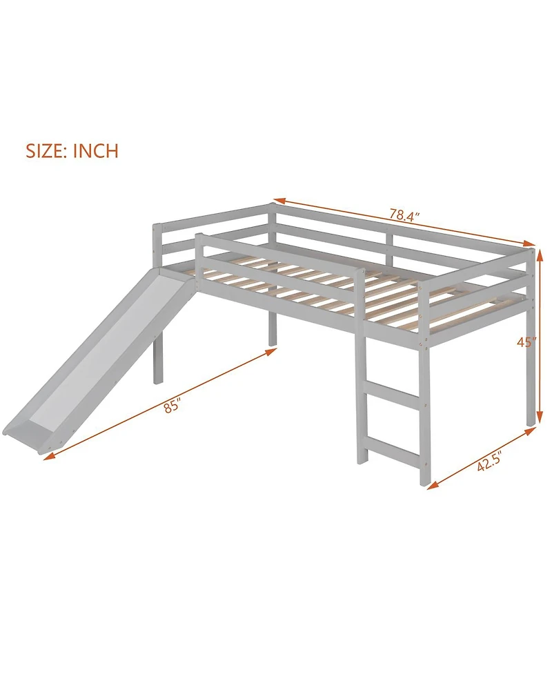 Streamdale Furniture Loft Bed with Slide, Multifunctional Design
