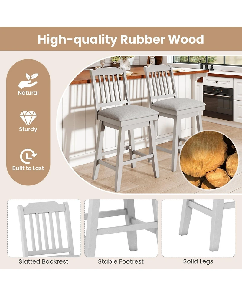 Slickblue Set of 2 Modern Swivel Bar Stools with Upholstered Seat for Kitchen Island and Counter