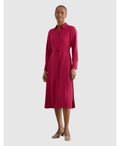 Hobbs London Women's Ginny Belted Pleated Midi Shirt Dress