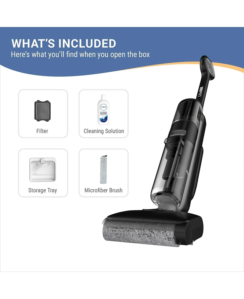 Tineco LiteVak Wash Pro Cordless Wet Dry Mop and Vacuum Cleaner for Hard Floors