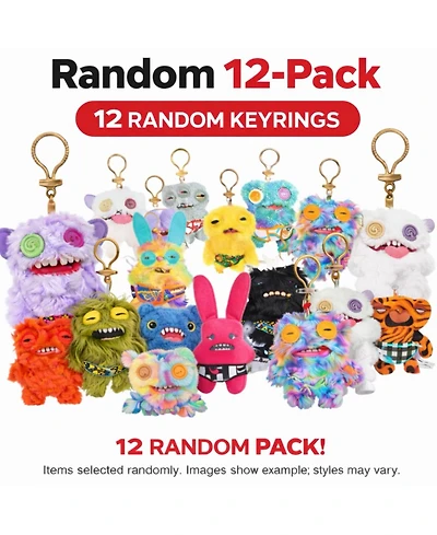 Fuggler Pack of 12 Zuru Fuggler Keyring 5 Inch Plush Toy Mystery Random Assortment