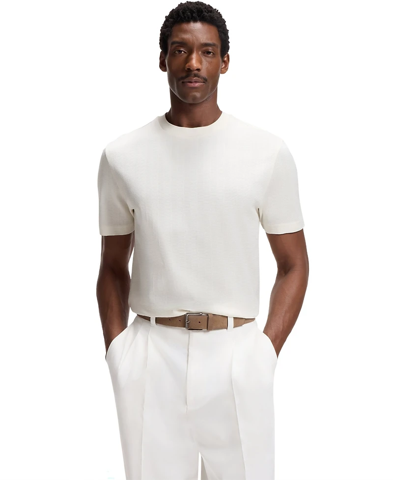 Boss by Hugo Men's Cotton Regular-Fit Jacquard Structure T-Shirt