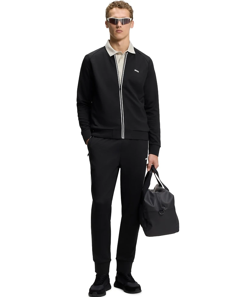 Boss by Hugo Men's Triangle-Jacquard Zip-Up Sweatshirt