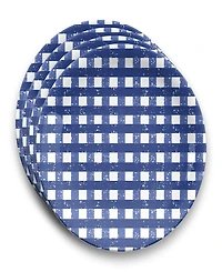 Abode Homewares Homemade Navy Melamine Gingham Dinner Plates, Set of 4