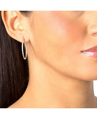 American West Jewelry Sterling Textured Oval Hoop Earrings